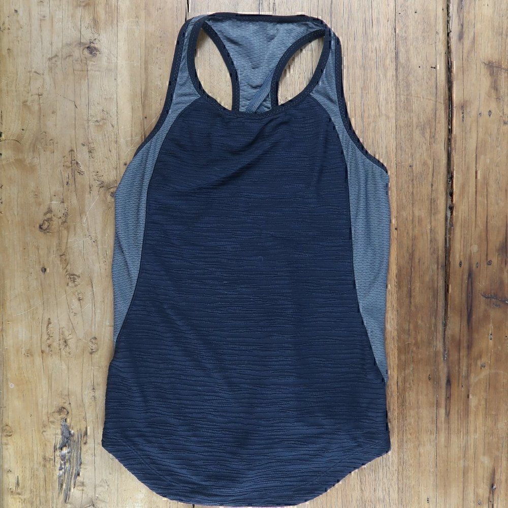 PEARL IZUMI BLACK & GREY TWIST BACK WORKOUT GYM YOGA TANK TOP SIZE XS